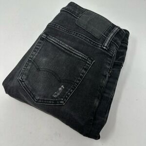 American Eagle Jeans Men 29x32 Black Denim Skinny Airflex+‎ Distressed Preppy